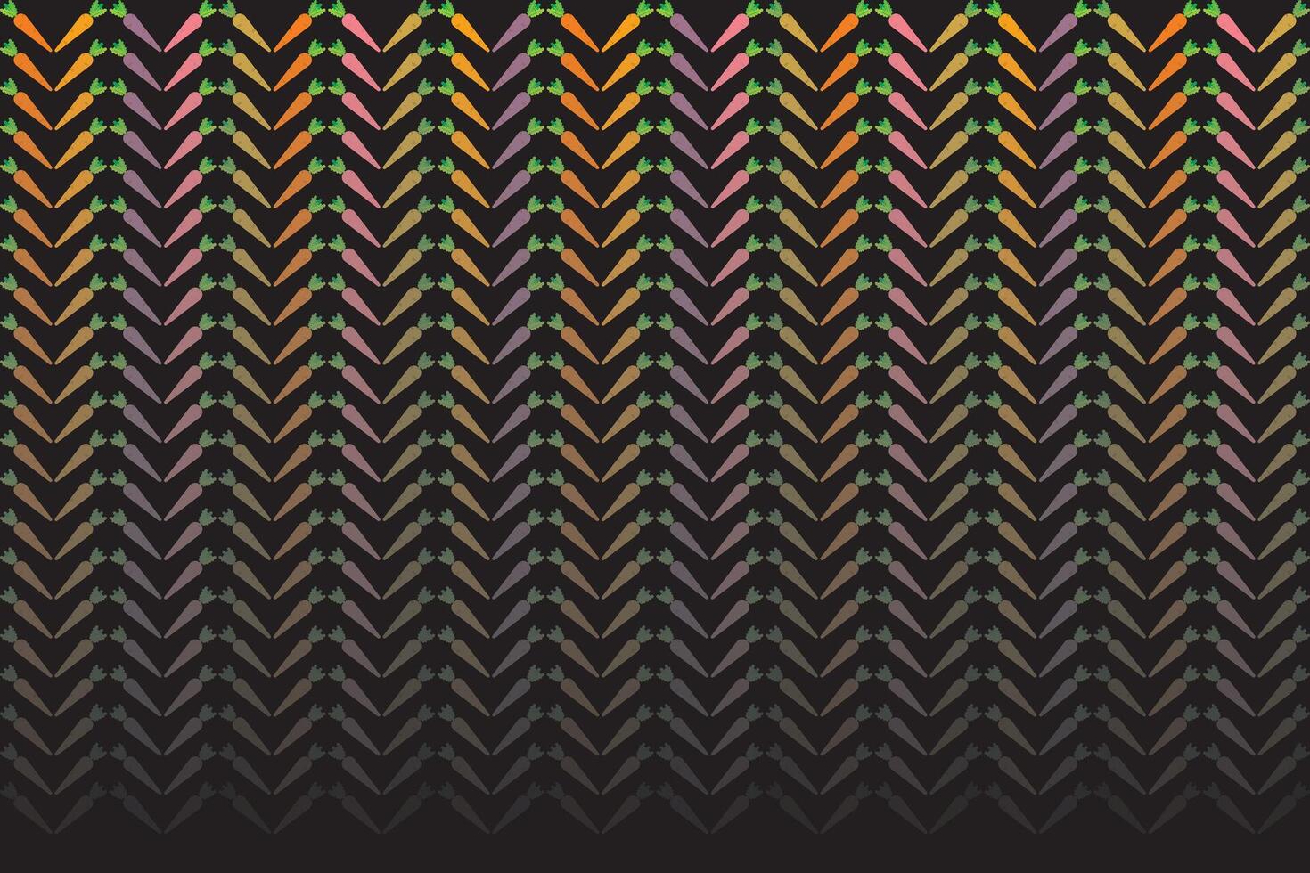 illustration pattern of multicolor carrot on black background. vector