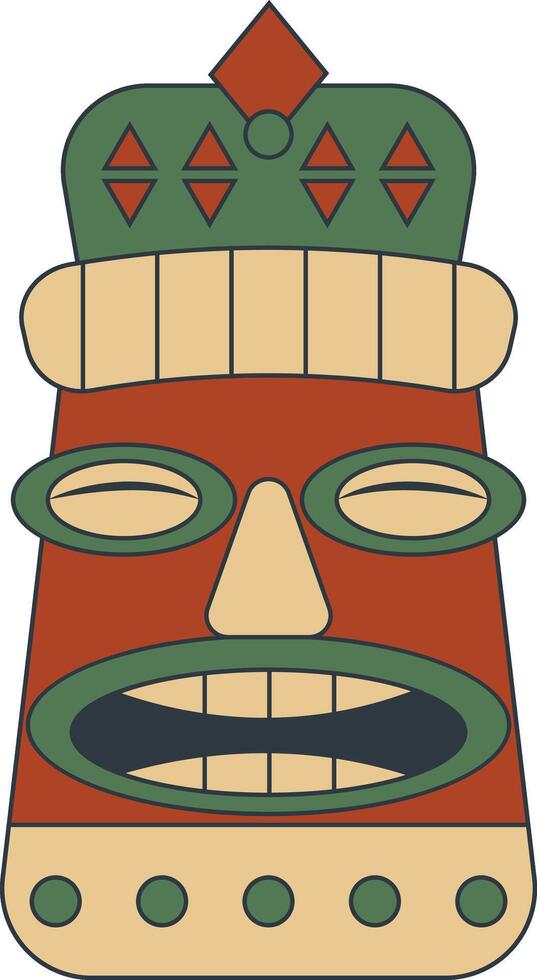 Hawaiian Tiki Mask in Flat Design. Isolated Illustration vector