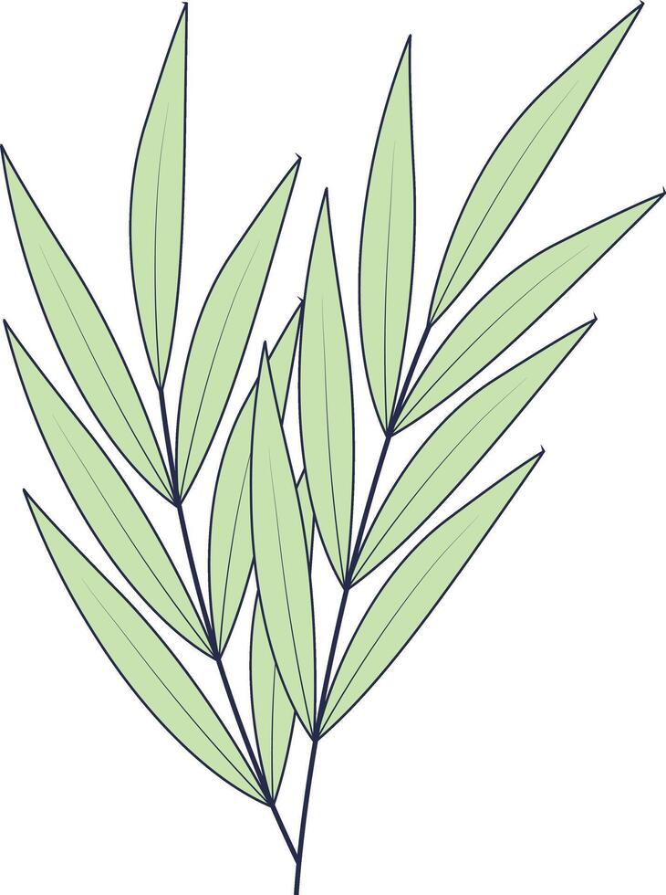 Hand Drawn Floral Botanical Branch. with Flat Design. Isolated Illustration. vector