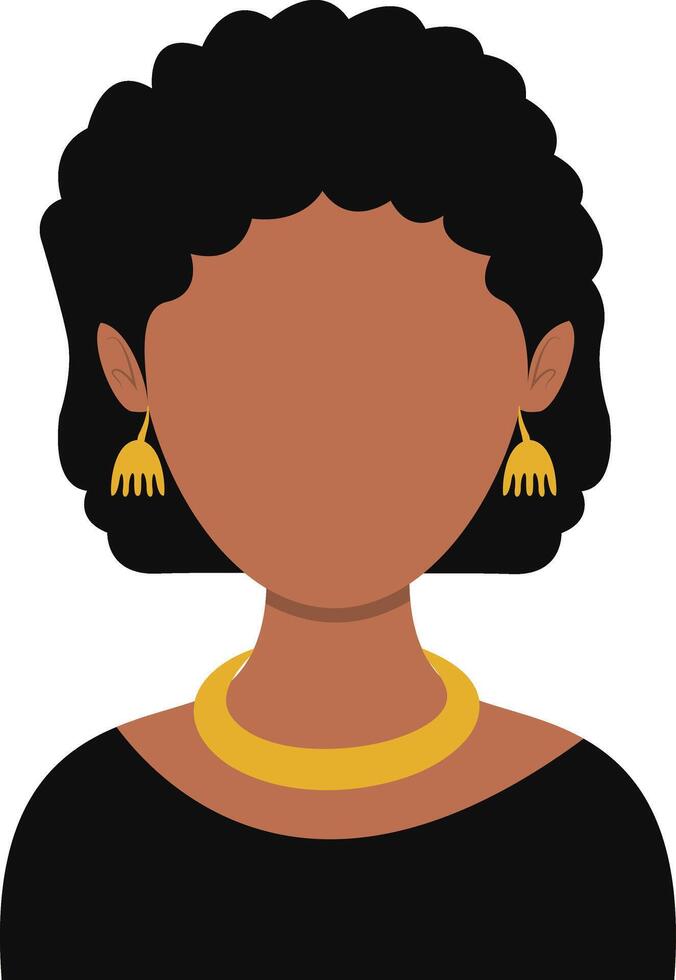 African Woman Avatar with Portrait Style. Illustration on White Background. vector