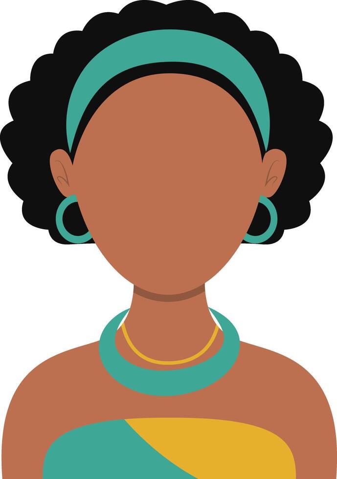 African Woman Avatar with Portrait Style. Illustration on White Background. vector