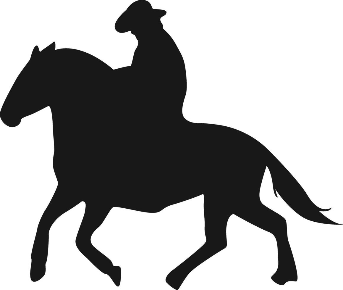 Cowboy Silhouette with Horse and Rope. Illustration Design. vector