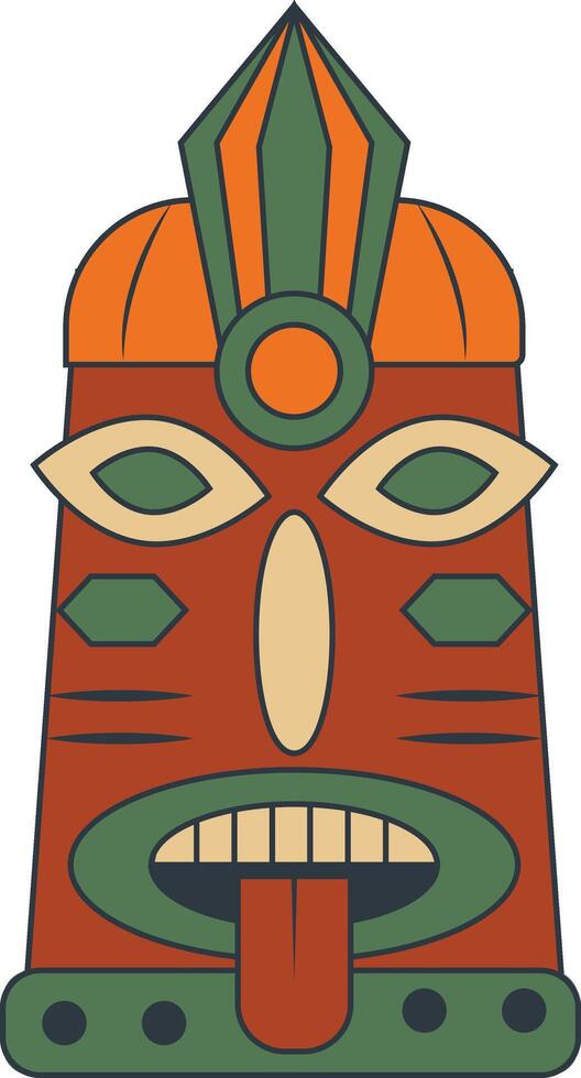 Hawaiian Tiki Mask in Flat Design. Isolated Illustration vector