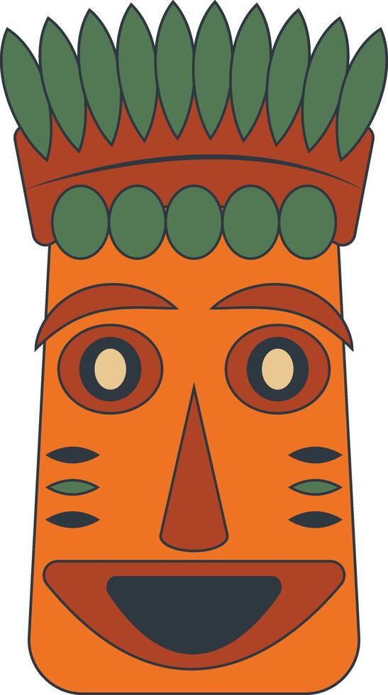 Hawaiian Tiki Mask in Flat Design. Isolated Illustration vector