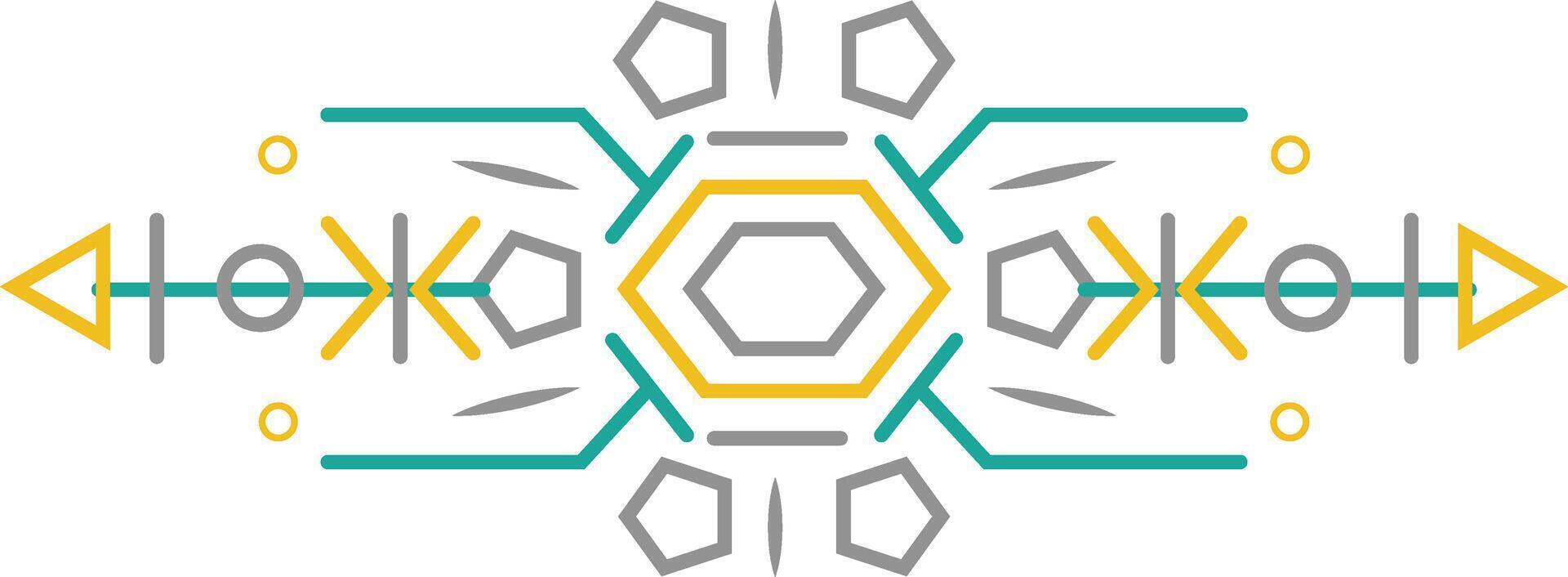 African Native Aztec Tattoo Dividers Element. Tribal Triangle Decoration Pattern on White Background. vector
