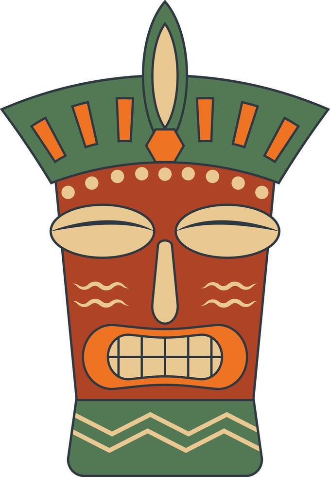 Hawaiian Tiki Mask in Flat Design. Isolated Illustration vector