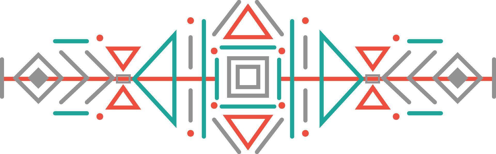 African Native Aztec Tattoo Dividers Element. Tribal Triangle Decoration Pattern on White Background. vector