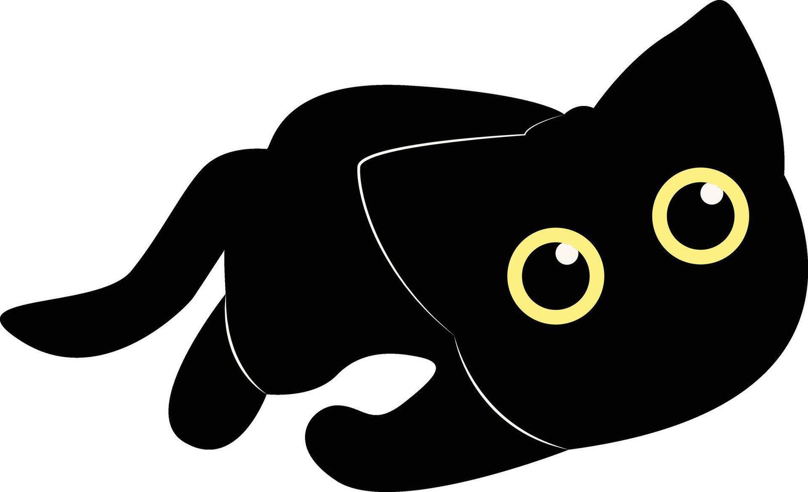 International Cat Day Silhouette. Illustration of Black Cute Cat. Isolated on White Background. vector