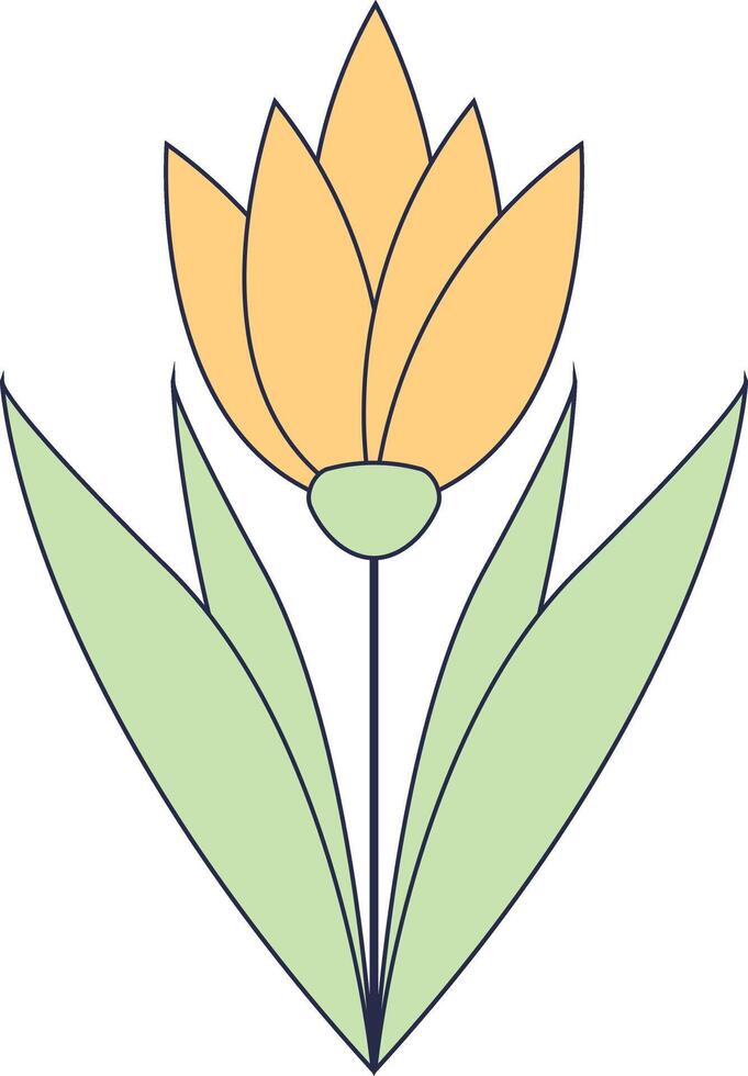 Hand Drawn Floral Botanical Branch. with Flat Design. Isolated Illustration. vector