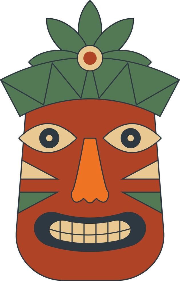 Hawaiian Tiki Mask in Flat Design. Isolated Illustration vector