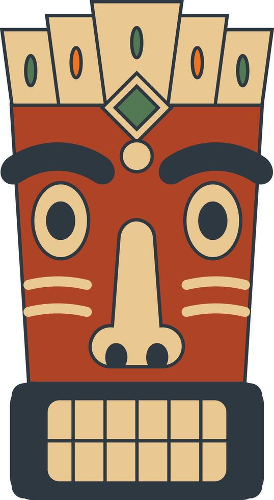 Hawaiian Tiki Mask in Flat Design. Isolated Illustration vector