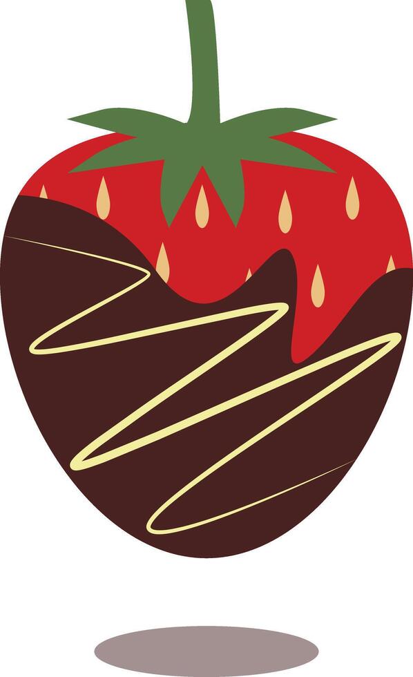 Chocolate Covered Strawberries in Cute Cartoon Style. Delicious Snacks. Isolated on White Background vector