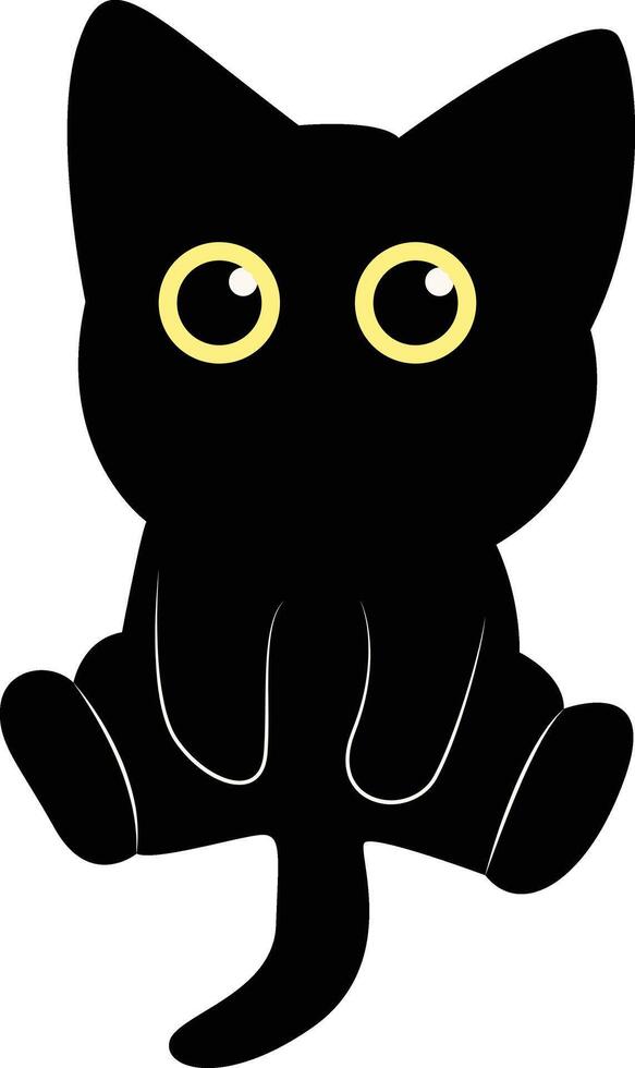 International Cat Day Silhouette. Illustration of Black Cute Cat. Isolated on White Background. vector