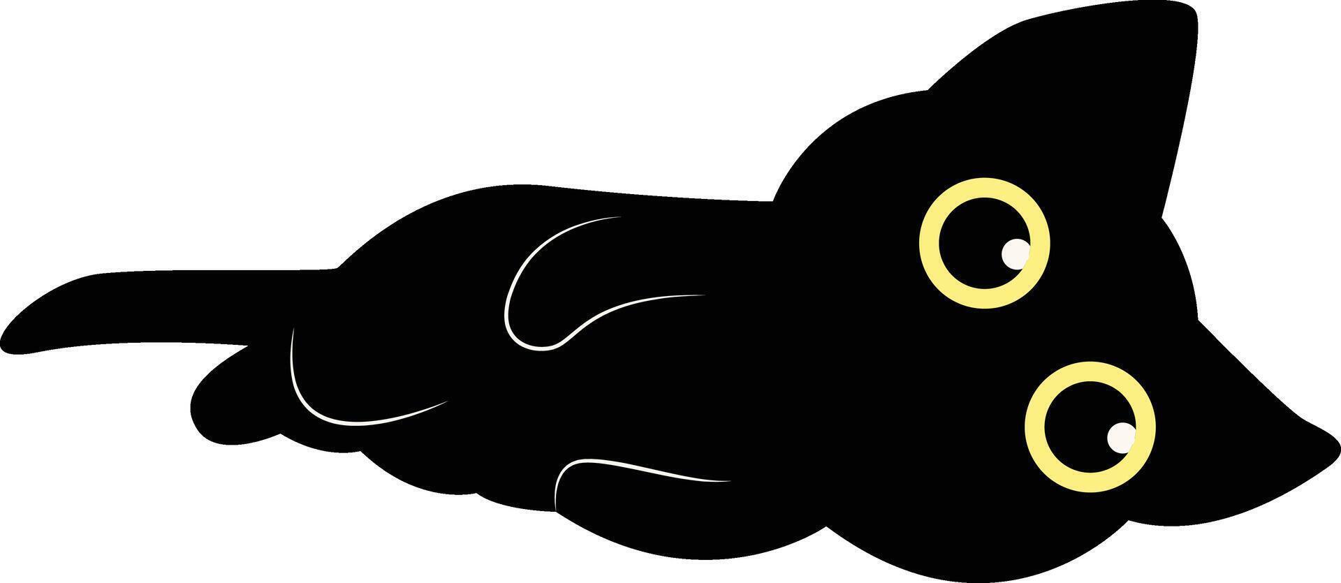 International Cat Day Silhouette. Illustration of Black Cute Cat. Isolated on White Background. vector