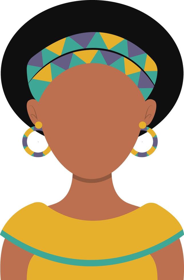 African Woman Avatar with Portrait Style. Illustration on White Background. vector
