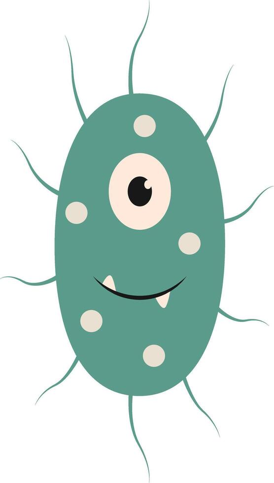 Cute Bacteria and Virus Character. Flat Cartoon Illustration on White Background. vector