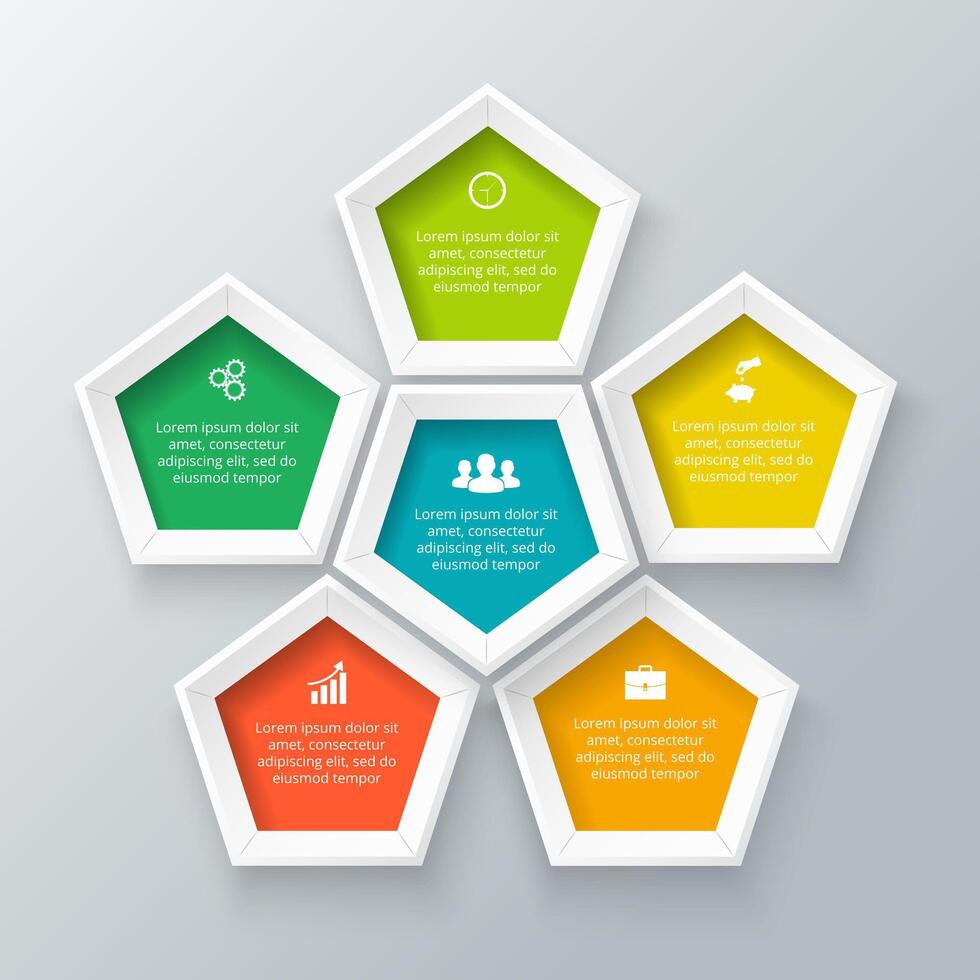 pentagon elements for infographic. vector