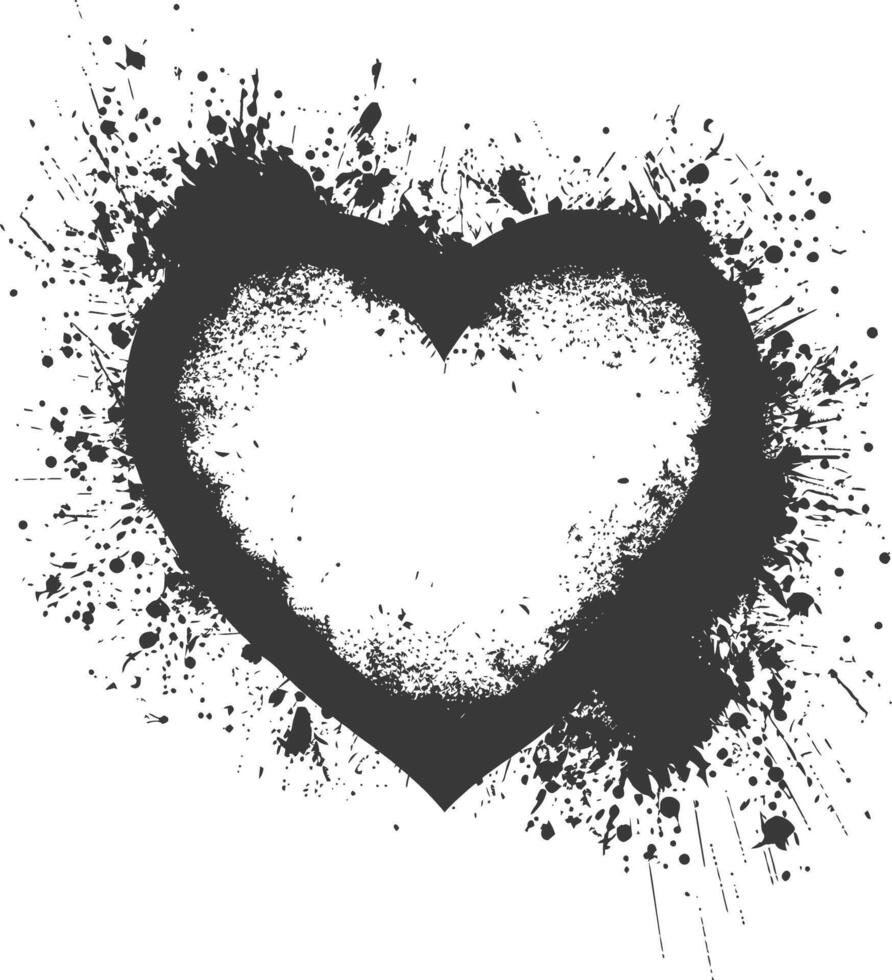 Silhouette Stencil frame dirty texture hearth border black color only vector