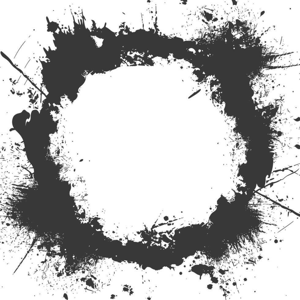 Silhouette dirty texture border black color only vector