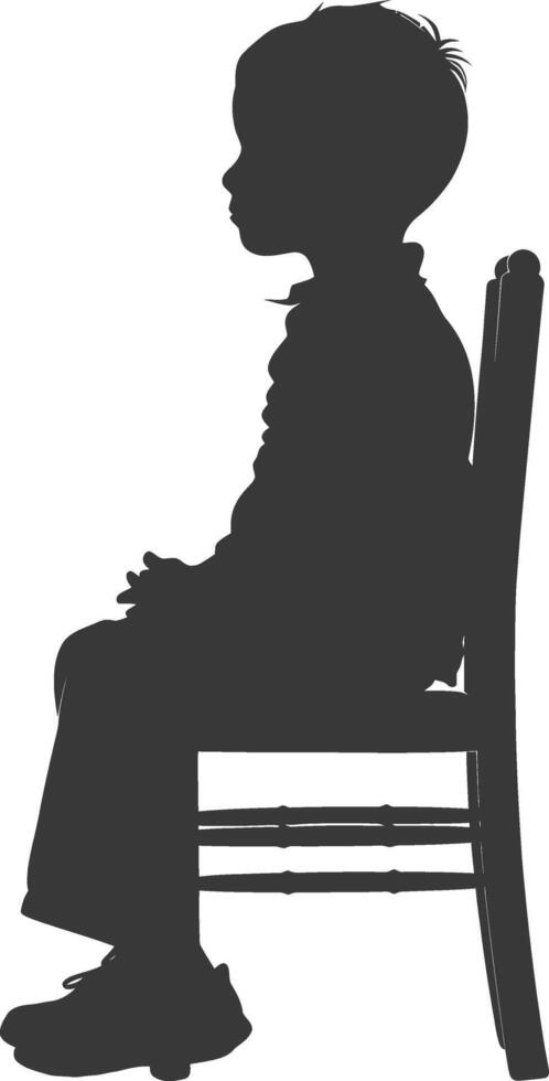 Silhouette little boy sitting in the chair black color only vector