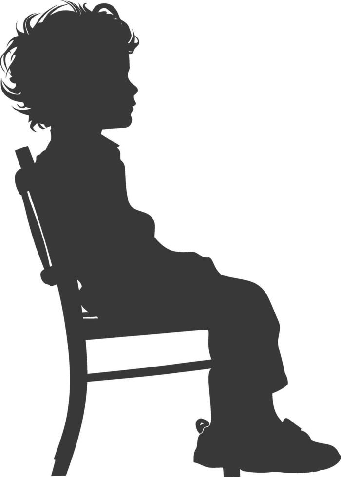Silhouette little boy sitting in the chair black color only vector