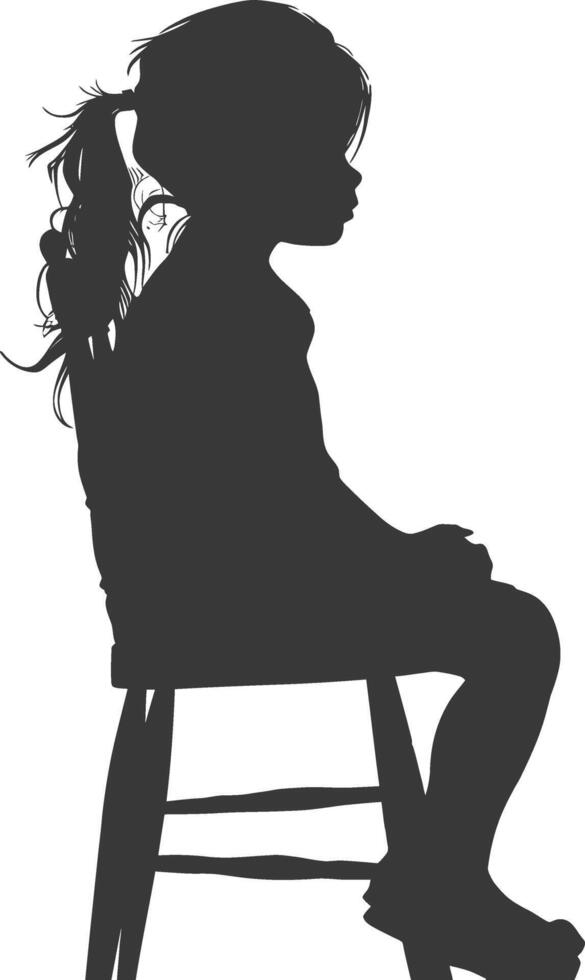 Silhouette little girl sitting in the chair black color only vector