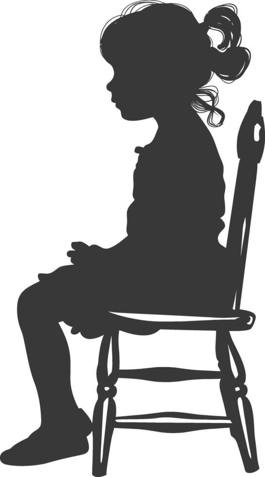 Silhouette little girl sitting in the chair black color only vector
