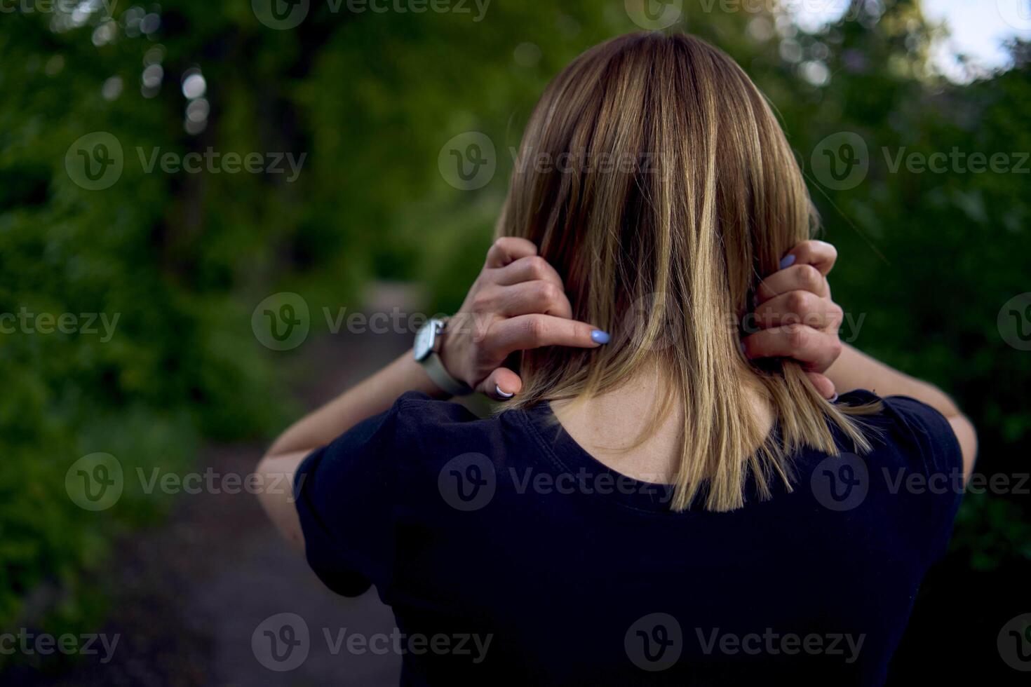 woman runs in the park photo