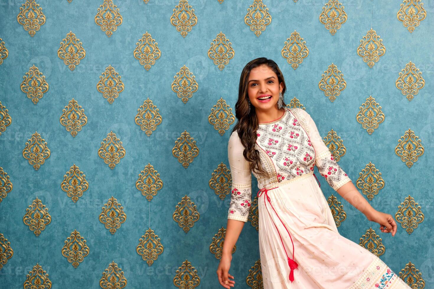 Close-Up Image Of A Pretty Model In A Traditional Indian Outfit photo