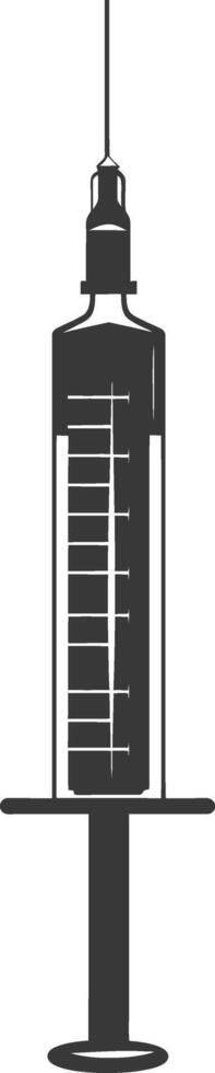 Silhouette medical syringe black color only vector