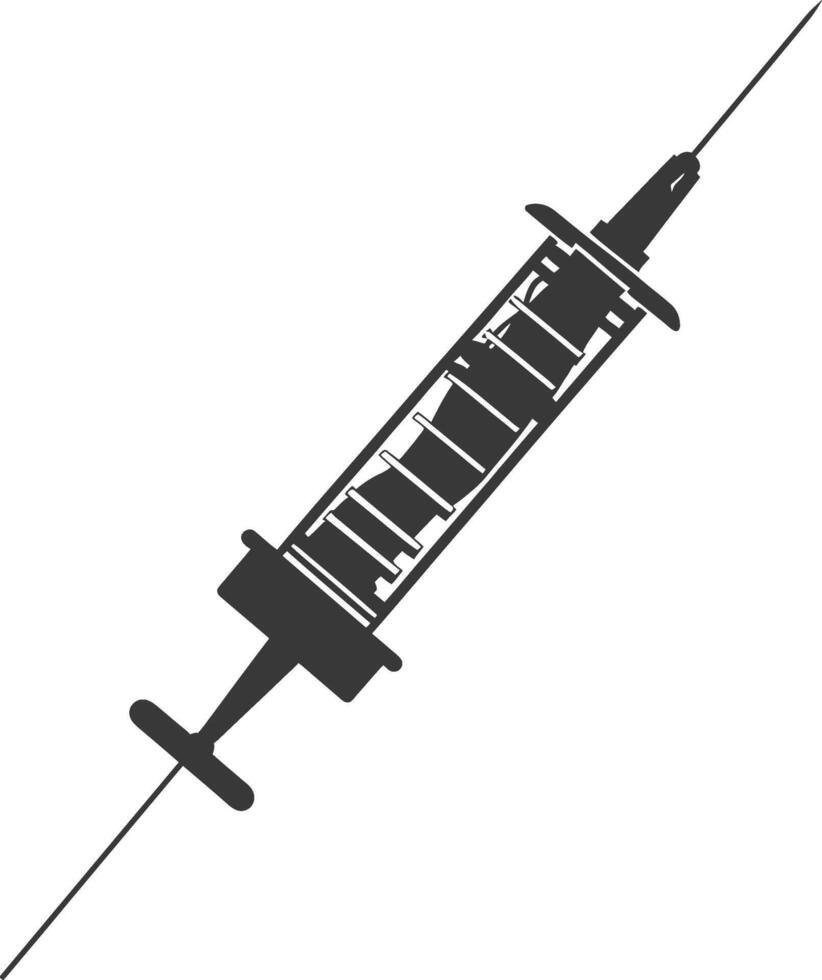 Silhouette medical syringe black color only vector