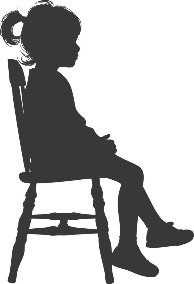 Silhouette little girl sitting in the chair black color only vector