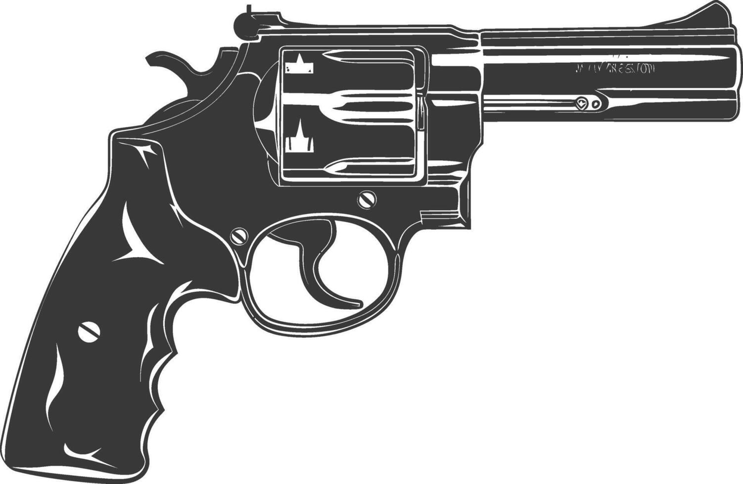Silhouette revolver gun military weapon black color only vector