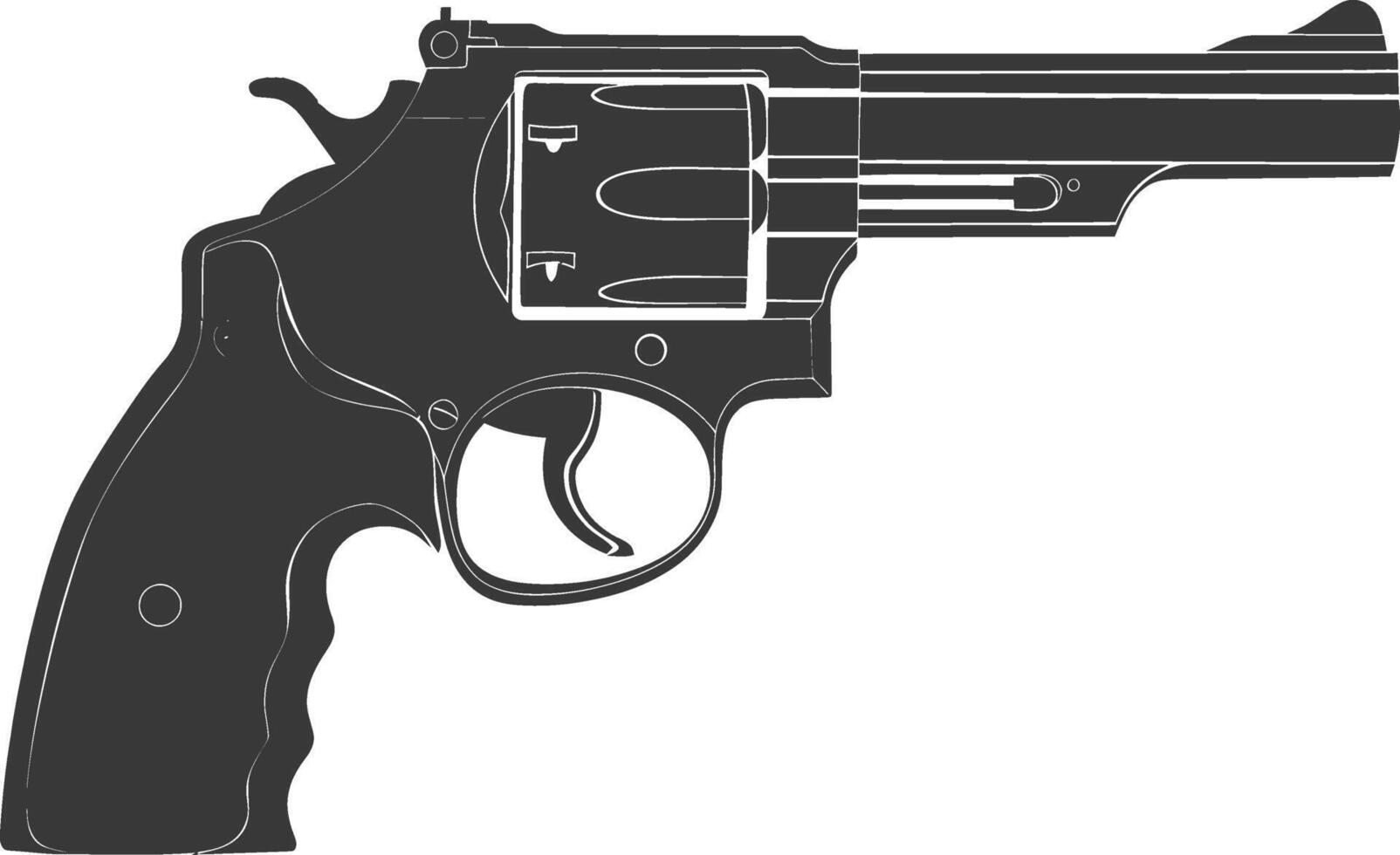 Silhouette revolver gun military weapon black color only vector