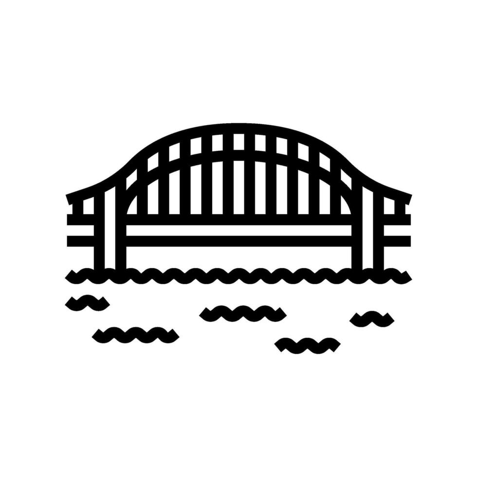 tied arch bridge line icon illustration vector
