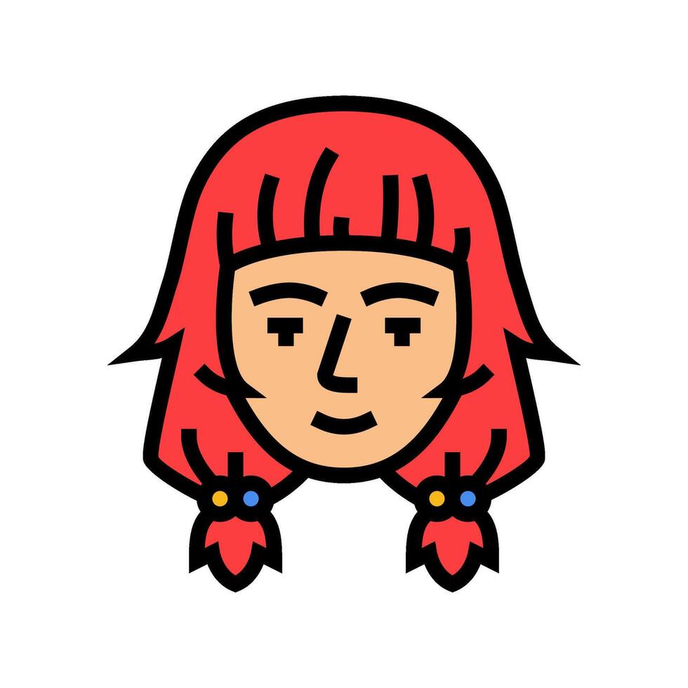 woman otaku avatar color icon illustration vector