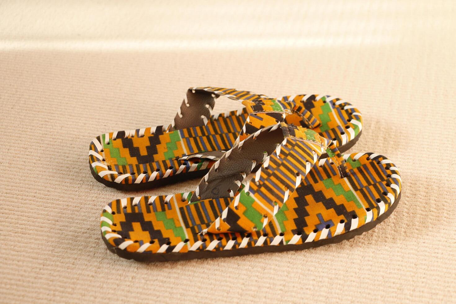 handmade flip flops with african pattern photo
