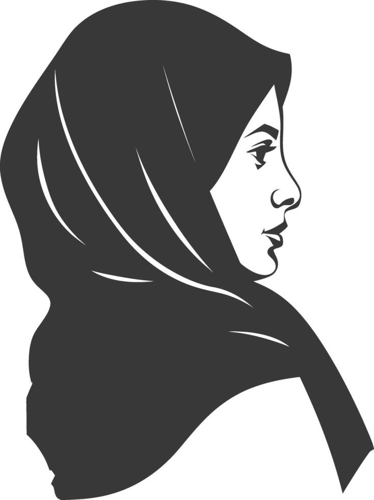 Silhouette hijab symbol black color only vector