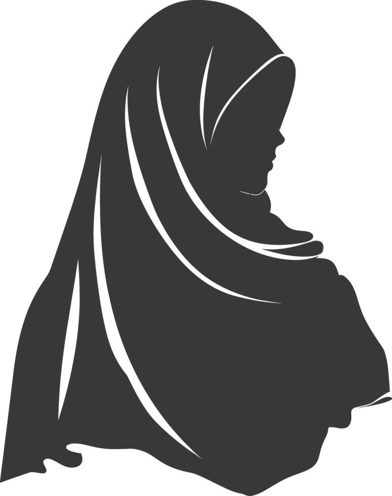 Silhouette hijab symbol black color only vector