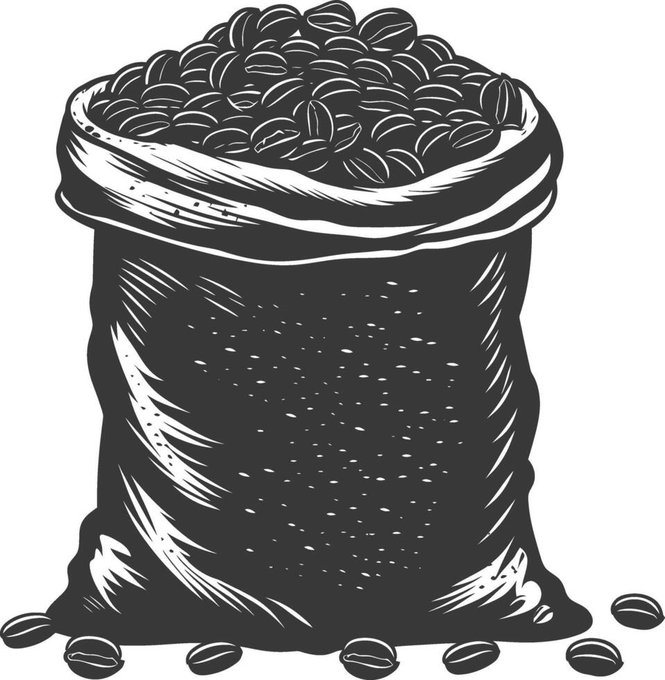 Silhouette sack of raw coffee beans black color only vector