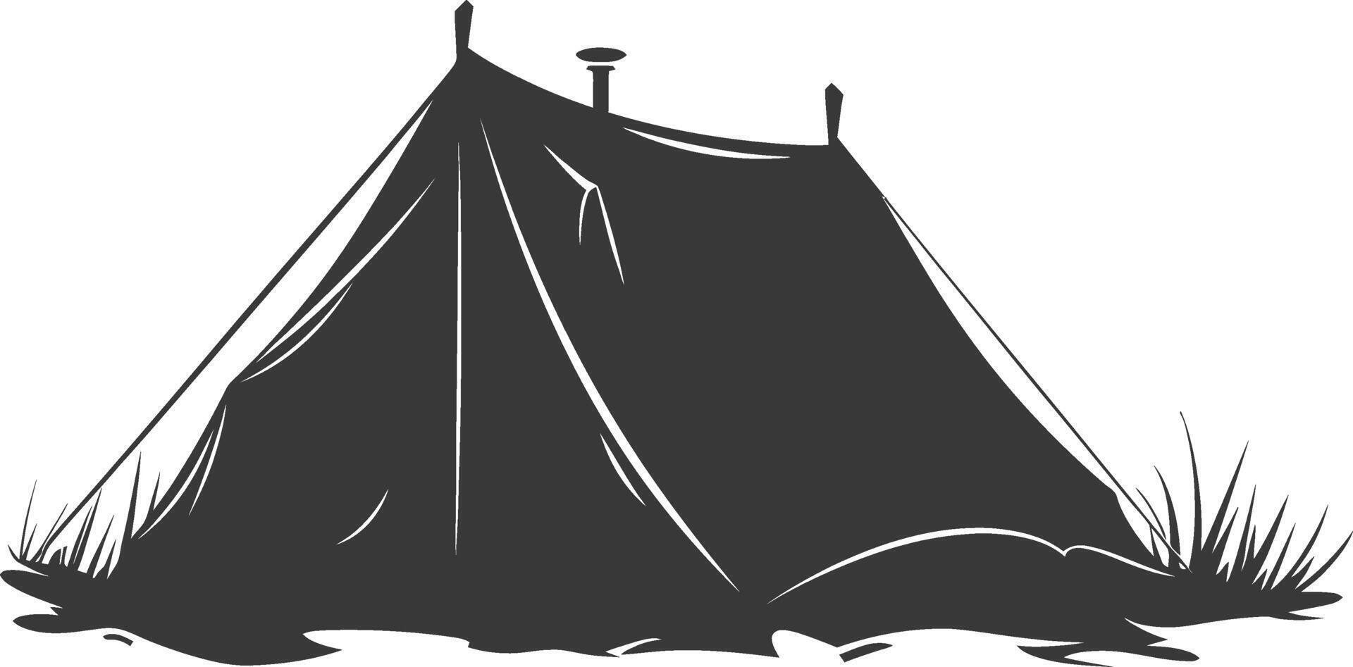 silhouette camping tent black color only vector