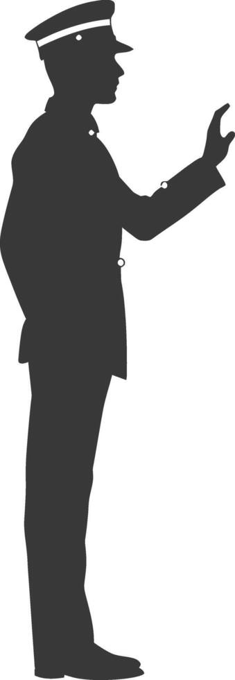 silhouette bellboy hotel in action full body black color only vector