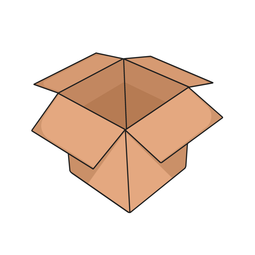 Open Box Cardboard Sticker Illustration png