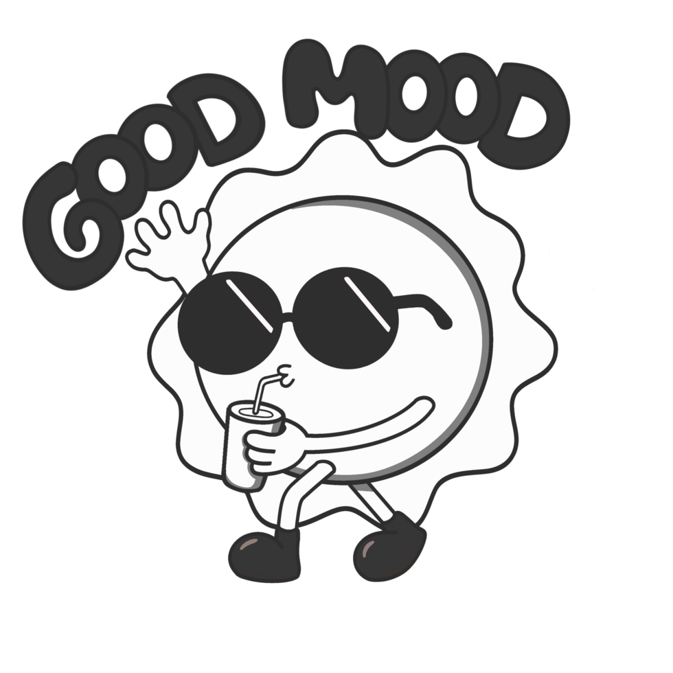 Groovy Good Mood Sun Illustration png