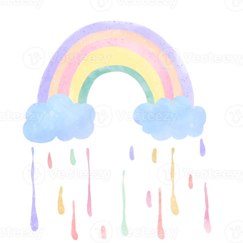 Boho reainbow in the pastel watercolor set png