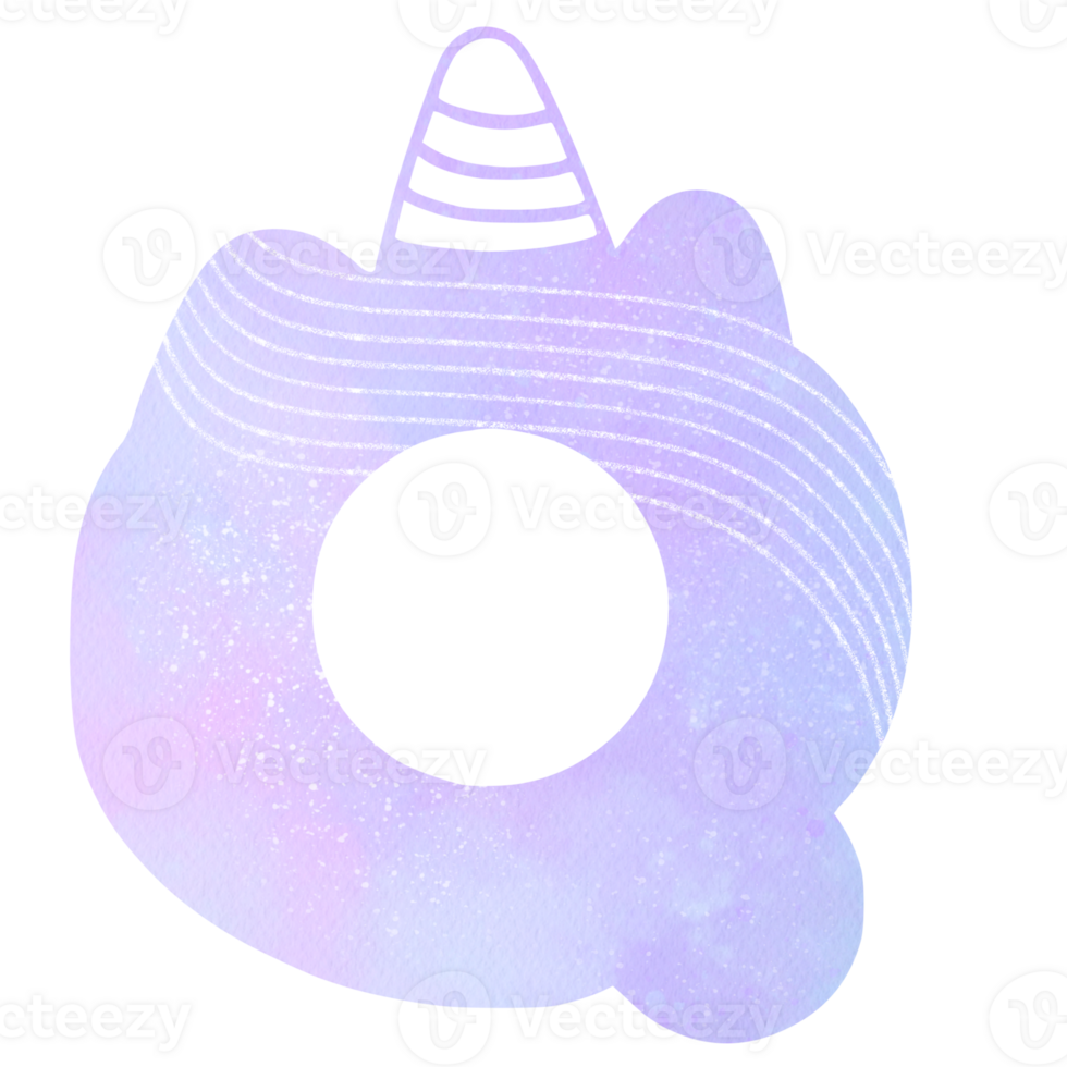 Cute unicorn alphabet watercolor png