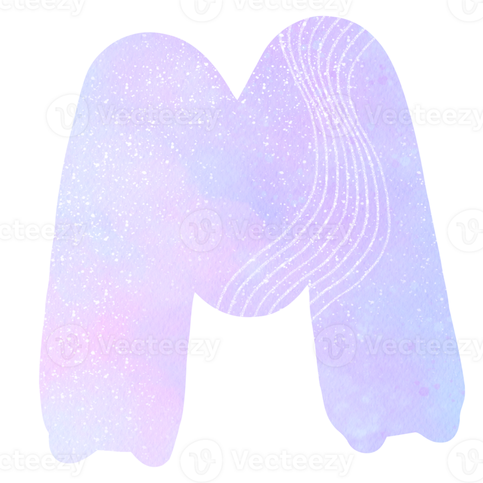 cute unicorn alphabet M pastel watercolor png