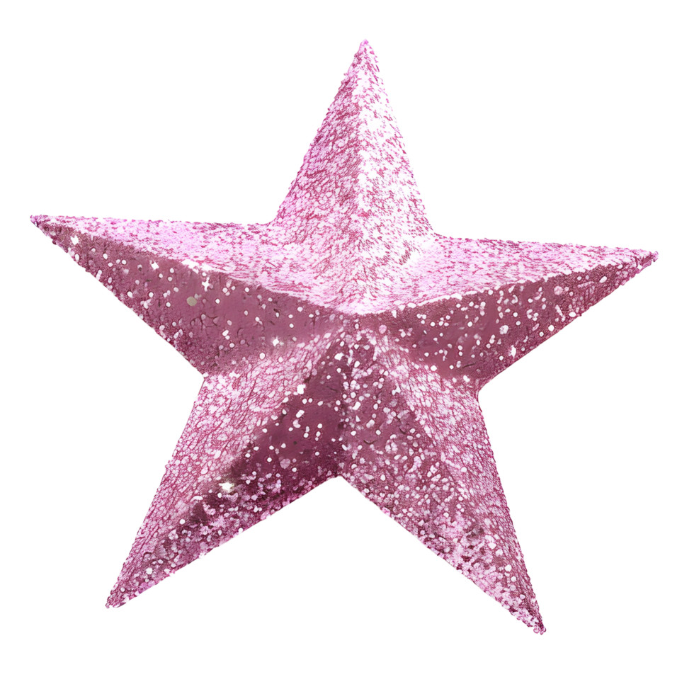 Pink star glitter on transparent backgroud. png
