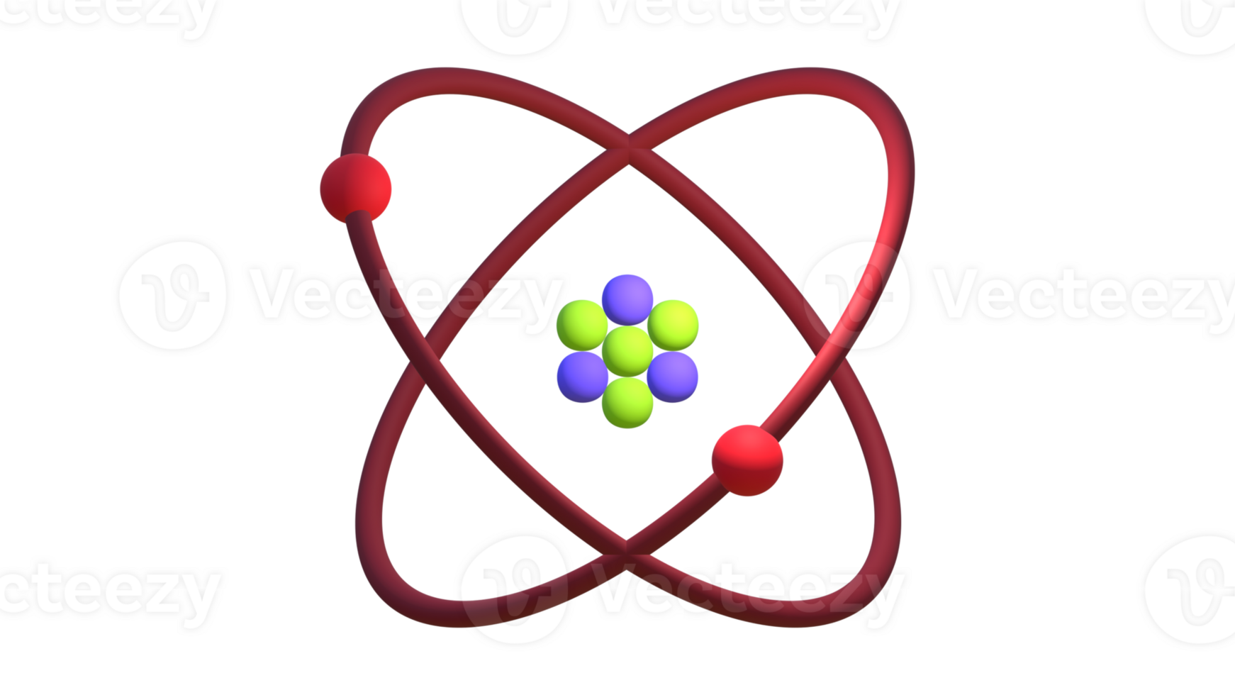 School element of colorful, model of molecule captures the essence of chemistry lesson, 3D rendering of an atom model with shiny particles orbiting around the nucleus, Nuclear reaction, nanotechnology png