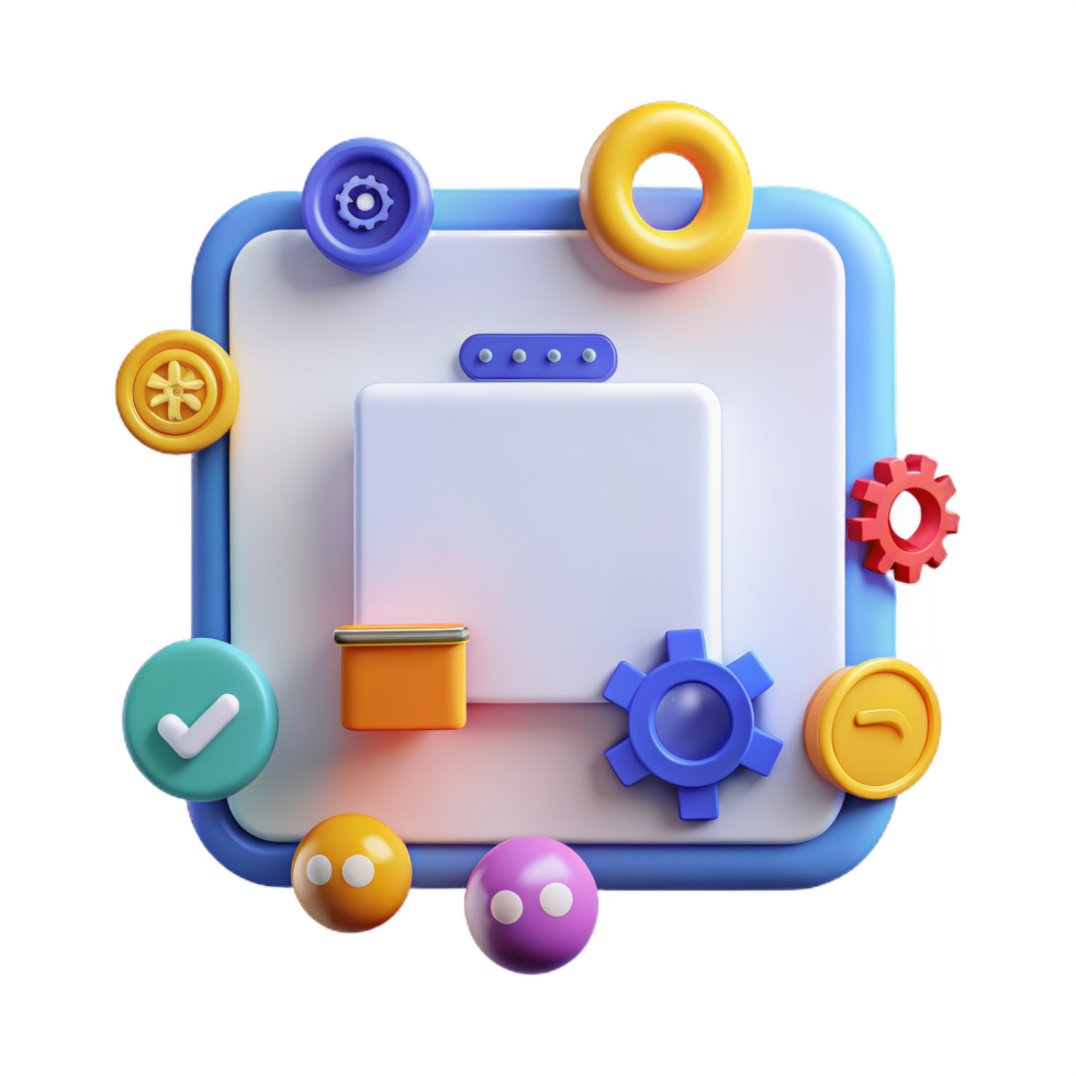 3D White board for presentation and icon symbol. Equipment for conferences and marketing strategy, Business concept. Cartoon pastel Minimal style. png
